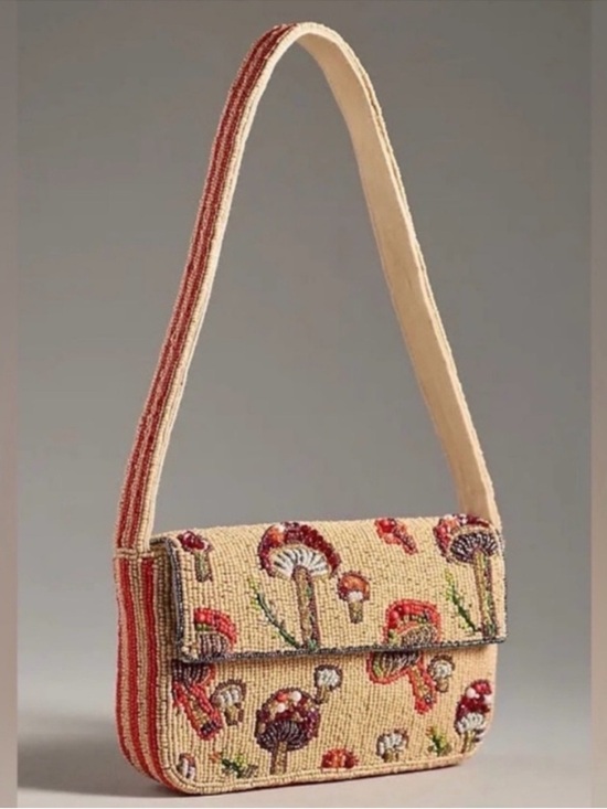 Anthropologie Handbags - Anthropologie Fiona Mushroom Bag Purse New Condition Beaded